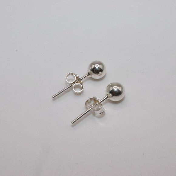 925 Sterling Silver Genuine Round Ball Stud Earrings 5mm / Pair / Men Women Kids - Picture 4 of 7